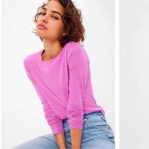 GAP Pink Fitted Long Sleeve Tee